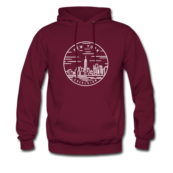 New York Hoodie - State Design Unisex New York Hooded Sweatshirt - burgundy