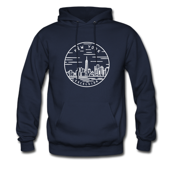 New York Hoodie - State Design Unisex New York Hooded Sweatshirt - navy