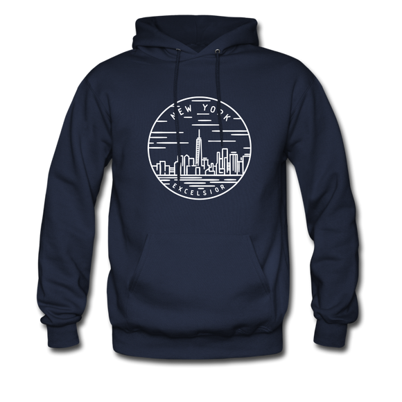 New York Hoodie - State Design Unisex New York Hooded Sweatshirt - navy