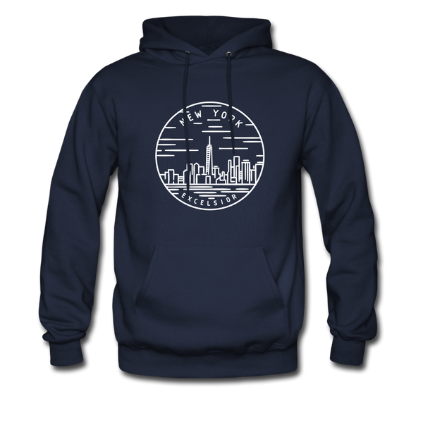 New York Hoodie - State Design Unisex New York Hooded Sweatshirt - navy