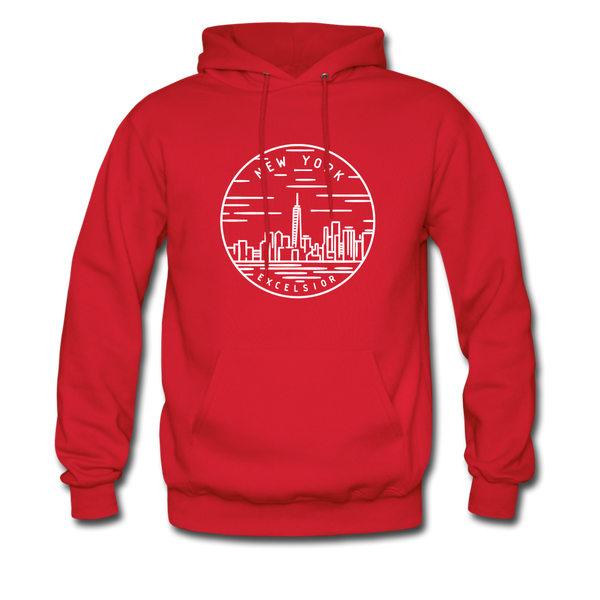 New York Hoodie - State Design Unisex New York Hooded Sweatshirt - red