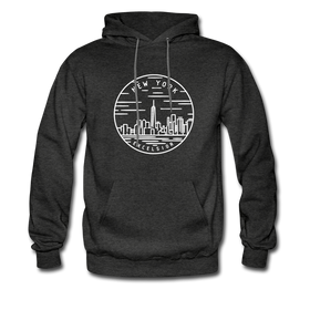 New York Hoodie - State Design Unisex New York Hooded Sweatshirt - charcoal gray