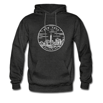 New York Hoodie - State Design Unisex New York Hooded Sweatshirt - charcoal gray
