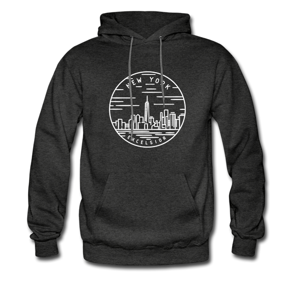 New York Hoodie - State Design Unisex New York Hooded Sweatshirt - charcoal gray