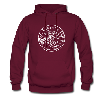 Oregon Hoodie - State Design Unisex Oregon Hooded Sweatshirt - burgundy