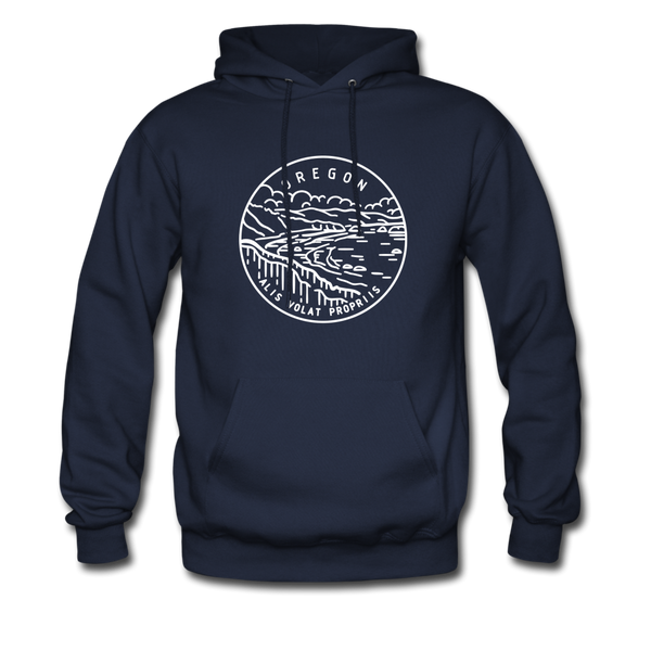 Oregon Hoodie - State Design Unisex Oregon Hooded Sweatshirt - navy