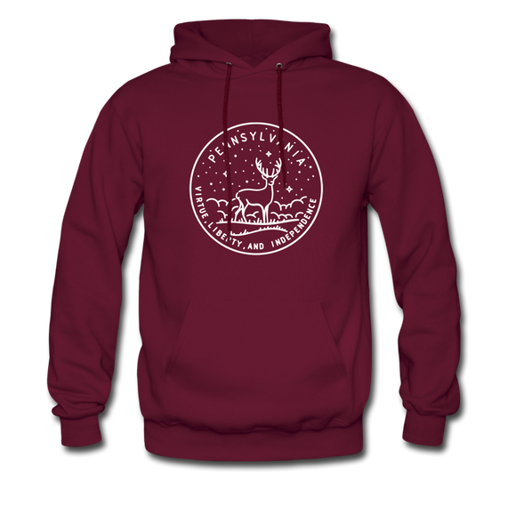Pennsylvania Hoodie - State Design Unisex Pennsylvania Hooded Sweatshirt - burgundy