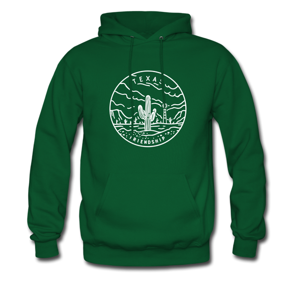 Texas Hoodie - State Design Unisex Texas Hooded Sweatshirt - forest green