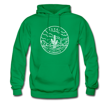 Texas Hoodie - State Design Unisex Texas Hooded Sweatshirt - kelly green