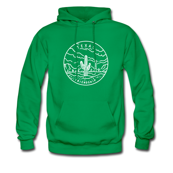 Texas Hoodie - State Design Unisex Texas Hooded Sweatshirt - kelly green