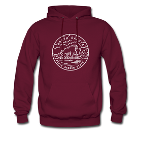 North Dakota Hoodie - State Design Unisex North Dakota Hooded Sweatshirt - burgundy