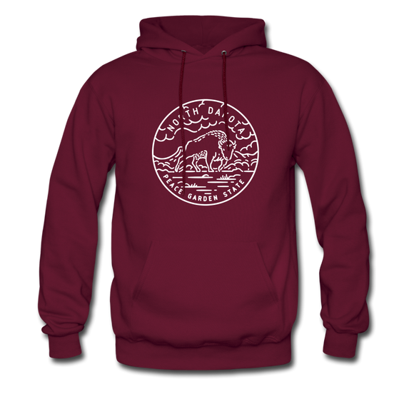 North Dakota Hoodie - State Design Unisex North Dakota Hooded Sweatshirt - burgundy