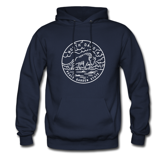 North Dakota Hoodie - State Design Unisex North Dakota Hooded Sweatshirt - navy