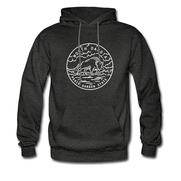 North Dakota Hoodie - State Design Unisex North Dakota Hooded Sweatshirt - charcoal gray