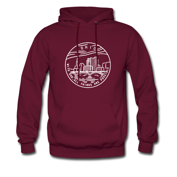 Ohio Hoodie - State Design Unisex Ohio Hooded Sweatshirt - burgundy