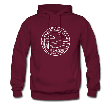North Carolina Hoodie - State Design Unisex North Carolina Hooded Sweatshirt - burgundy