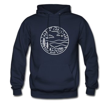 North Carolina Hoodie - State Design Unisex North Carolina Hooded Sweatshirt - navy