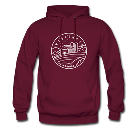 Wisconsin Hoodie - State Design Unisex Wisconsin Hooded Sweatshirt - burgundy