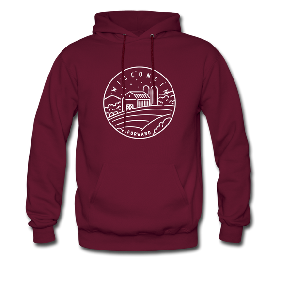 Wisconsin Hoodie - State Design Unisex Wisconsin Hooded Sweatshirt - burgundy
