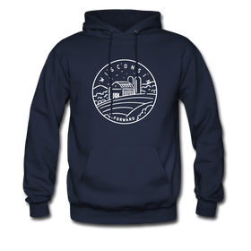 Wisconsin Hoodie - State Design Unisex Wisconsin Hooded Sweatshirt - navy