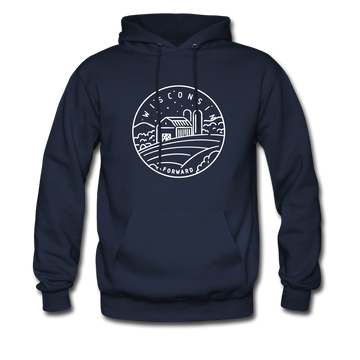 Wisconsin Hoodie - State Design Unisex Wisconsin Hooded Sweatshirt - navy