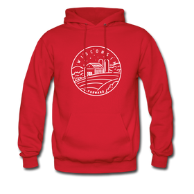 Wisconsin Hoodie - State Design Unisex Wisconsin Hooded Sweatshirt - red