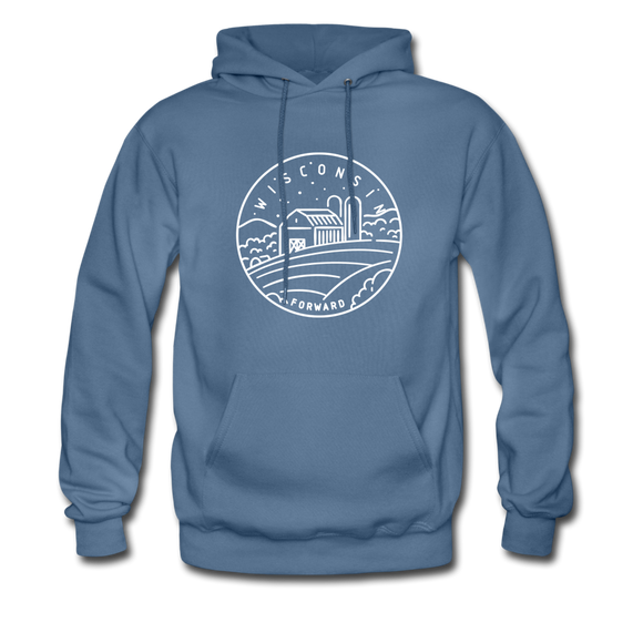 Wisconsin Hoodie - State Design Unisex Wisconsin Hooded Sweatshirt - denim blue