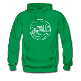 Wisconsin Hoodie - State Design Unisex Wisconsin Hooded Sweatshirt - kelly green