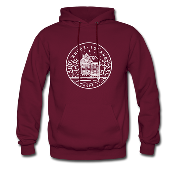 Rhode Island Hoodie - State Design Unisex Rhode Island Hooded Sweatshirt - burgundy