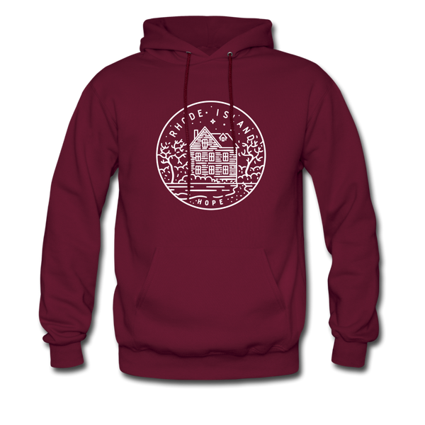 Rhode Island Hoodie - State Design Unisex Rhode Island Hooded Sweatshirt - burgundy