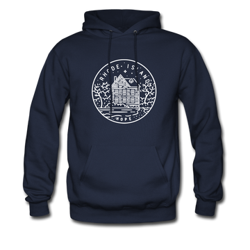 Rhode Island Hoodie - State Design Unisex Rhode Island Hooded Sweatshirt - navy