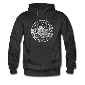 Rhode Island Hoodie - State Design Unisex Rhode Island Hooded Sweatshirt - charcoal gray