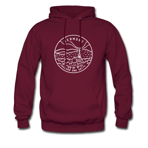 Vermont Hoodie - State Design Unisex Vermont Hooded Sweatshirt - burgundy