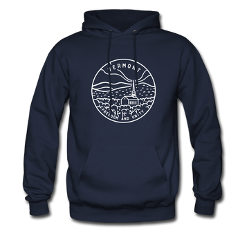 Vermont Hoodie - State Design Unisex Vermont Hooded Sweatshirt - navy