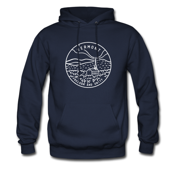Vermont Hoodie - State Design Unisex Vermont Hooded Sweatshirt - navy