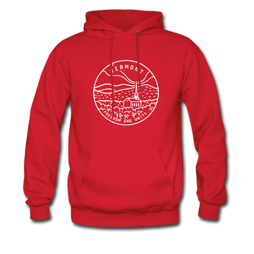 Vermont Hoodie - State Design Unisex Vermont Hooded Sweatshirt - red