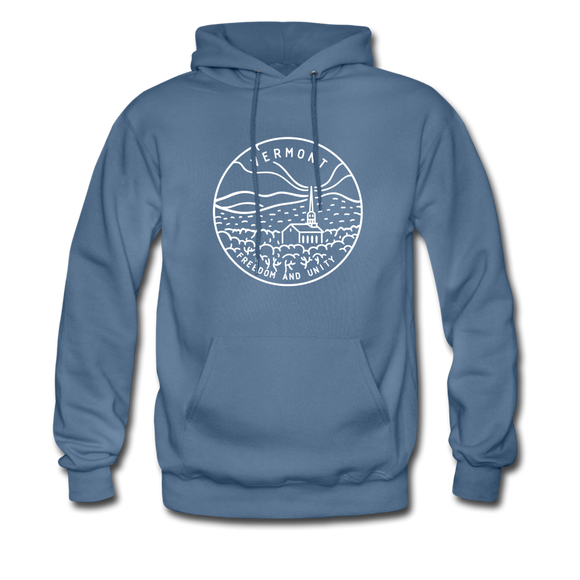 Vermont Hoodie - State Design Unisex Vermont Hooded Sweatshirt - denim blue