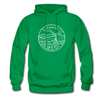Vermont Hoodie - State Design Unisex Vermont Hooded Sweatshirt - kelly green