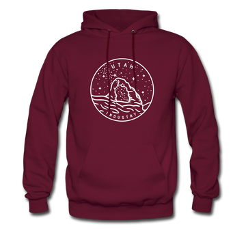 Utah Hoodie - State Design Unisex Utah Hooded Sweatshirt - burgundy