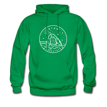 Utah Hoodie - State Design Unisex Utah Hooded Sweatshirt - kelly green