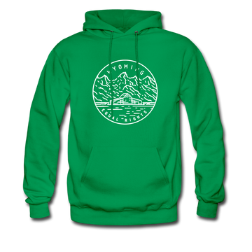 Wyoming Hoodie - State Design Unisex Wyoming Hooded Sweatshirt - kelly green