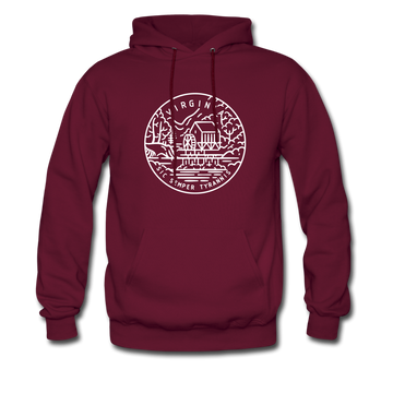 Virginia Hoodie - State Design Unisex Virginia Hooded Sweatshirt - burgundy