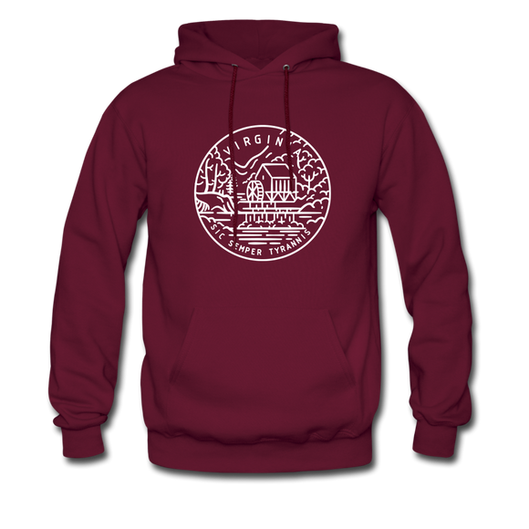 Virginia Hoodie - State Design Unisex Virginia Hooded Sweatshirt - burgundy