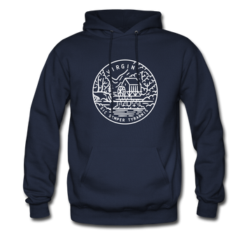 Virginia Hoodie - State Design Unisex Virginia Hooded Sweatshirt - navy
