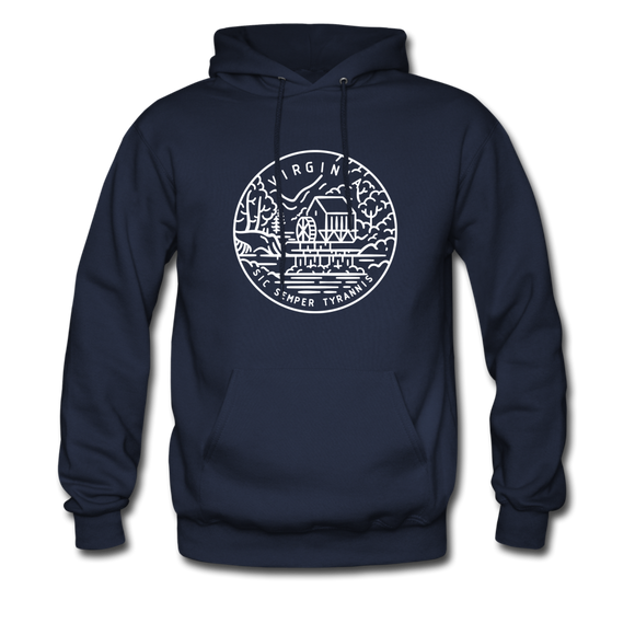 Virginia Hoodie - State Design Unisex Virginia Hooded Sweatshirt - navy