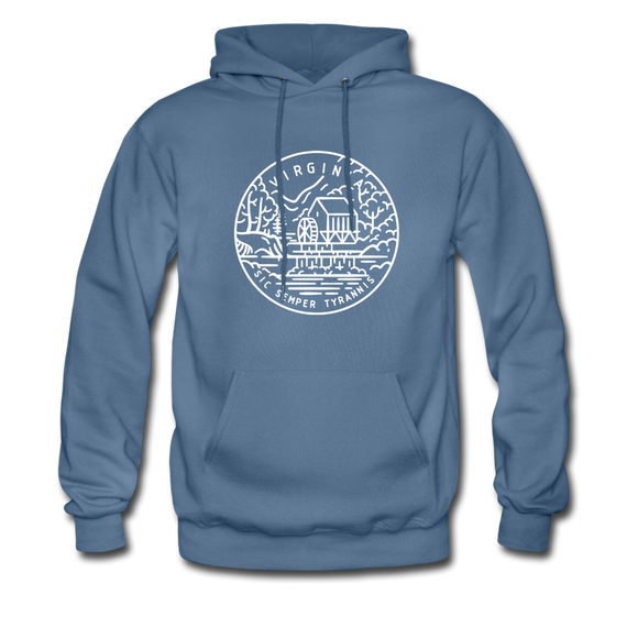 Virginia Hoodie - State Design Unisex Virginia Hooded Sweatshirt - denim blue