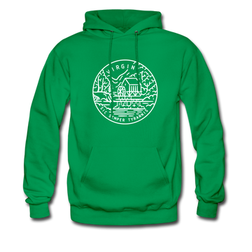 Virginia Hoodie - State Design Unisex Virginia Hooded Sweatshirt - kelly green