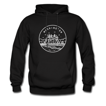Washington Hoodie - State Design Unisex Washington Hooded Sweatshirt - black
