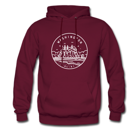 Washington Hoodie - State Design Unisex Washington Hooded Sweatshirt - burgundy