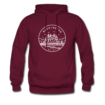Washington Hoodie - State Design Unisex Washington Hooded Sweatshirt - burgundy